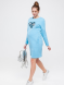 Теплое платье с начесом для беременных и кормящих Yula mama S Голубой Milano