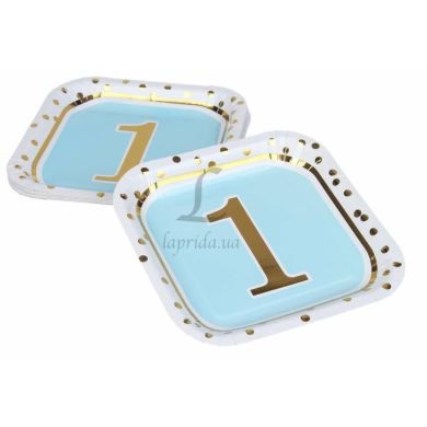 Праздничные тарелки бумажные Голубые с золотом 1 small 10 шт LaPrida 5-58723