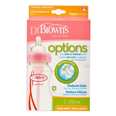 Дитяча пляшечка для годування Dr. Brown's з широкою шийкою 270 мл рожева 2 шт WB92305-ESX, Рожевий