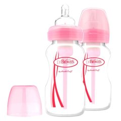 Детская бутылочка для кормления Dr. Brown’s с широким горлышком 270 мл розовая 2 шт WB92305-ESX, Розовый