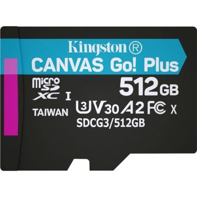 Карта памяти Kingston MicroSDXC 512GB Canvas Go! Plus Class 10 UHS-I U3 V30 A2 + SD-адаптер SDCG3/512GB 992166