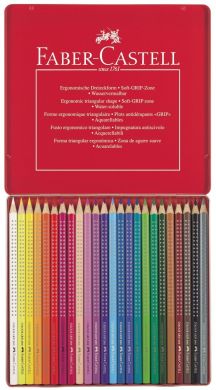 Цветные карандаши Faber-Castell GRIP 2001, 24 цвета в металлической коробке 25578