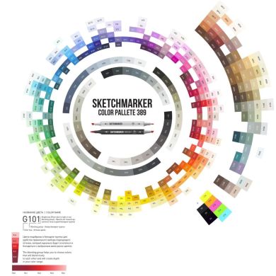 Маркер Sketchmarker, колір Прохолодний сірий 6 Cool gray 6 2 пера: тонке і долото SM-CG06