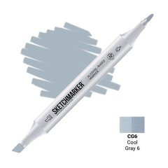 Маркер Sketchmarker, колір Прохолодний сірий 6 Cool gray 6 2 пера: тонке і долото SM-CG06