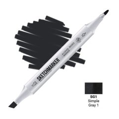 Маркер спиртовой двухсторонний Sketchmarker Simply Gray Простой Серый SM-SG01