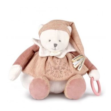 Мягкая игрушка-развивашка Мишка розовый с кольцом, 30см DouDou DC4333