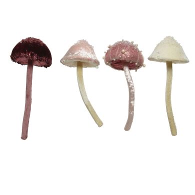 Новогодний декор Бархатный гриб Kaemingk 25 см 4 вида в ассортименте 611084