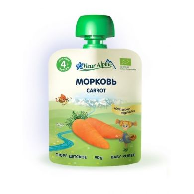 Органічне овочеве пюре дитяче Fleur Alpine Морква для малюків з 4 місяців 90 г 5024688001116