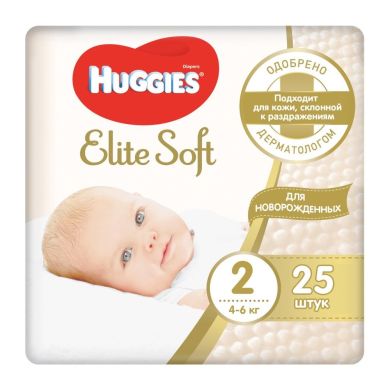 Подгузники Huggies Elite Soft 2 4-6 кг 25 шт Conv 9400121 5029053547961, 25