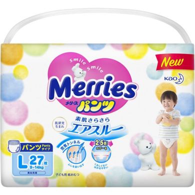 Трусики-підгузники японські дитячі розмір L 9-14 кг / 27 шт (Jumbo) Merries 584753 4901301230621, 27