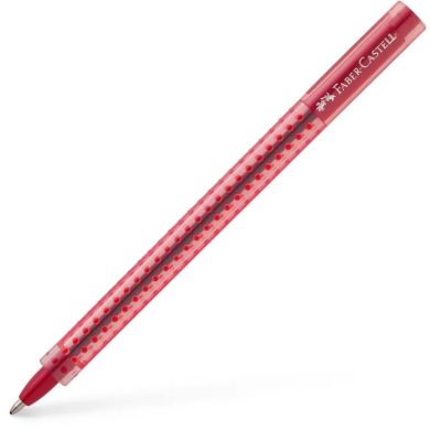 Ручка шариковая Faber-Castell Grip 2020 М красная 0.7 мм, трехгранный прозрачный корпус, 544521