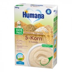 Цільнозернова каша безмолочна Humana Plain Cereal 5-Cereals 5 злаків 200 г 77562 4031244775627
