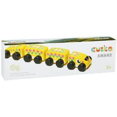 Деревянная игрушка Cubika Поезд-змейка 15412, Жёлтый