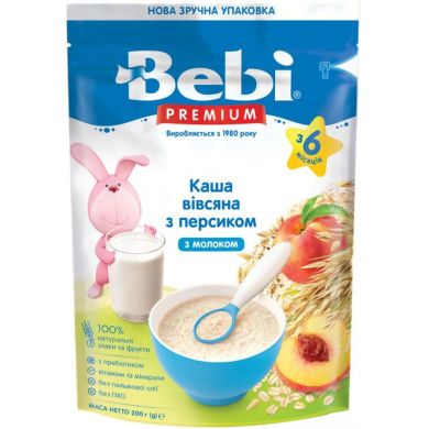Каша молочная Овсяная с персиком с 6 месяцев 200 г Bebi 8606019654306