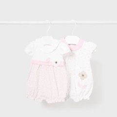 Комплект боди открытая ножка, короткий рукав 2шт. 2D, р.62 Mayoral Бледо-Розовый 1710