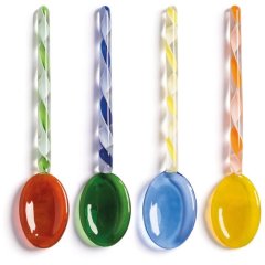 Ложки-вертушки стеклянные разноцветные, набор из 4 шт, 12,5 см, & Klevering 2174-07