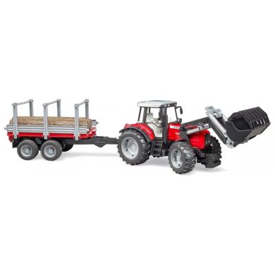 Машинка игрушечная трактор Massey Ferguson с прицепом Bruder 02046