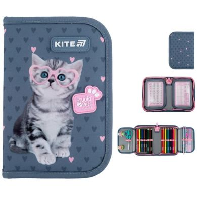 Пенал Kite 1 відділення 2 відвороти з наповненням Studio Pets SP25-622H-1