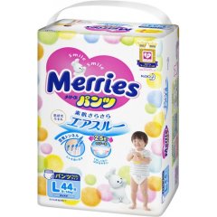Трусики-підгузники японські дитячі розмір L 9-14 кг / 44 шт (SJ) Merries 584750-585802-570396 4901301230638, 44