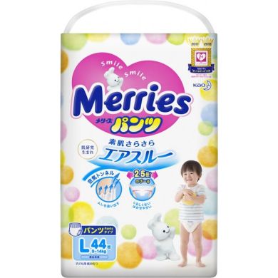 Трусики-підгузники японські дитячі розмір L 9-14 кг / 44 шт (SJ) Merries 584750-585802-570396 4901301230638, 44