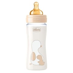 Бутылочка для кормления стеклянная Chicco Original Touch с латексной соской 0м+ 240 мл Бежевая 27720.30, Бежевый