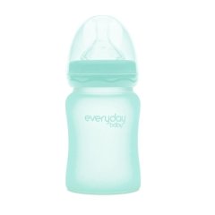 Стеклянная детская бутылочка Everyday Baby 150мл с силиконовой защитой 10207, Мятный