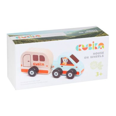 Деревянная игрушка Cubika Дом на колесах на магнитах 15368, Голубой