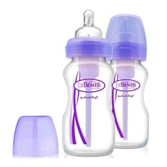 Детская бутылочка для кормления Dr. Brown’s с широким горлышком 270 мл фиолетовая 2 шт WB92505-ESX