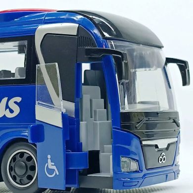 Игрушечная машинка Автобус инерционный с рулем (свет, звук) синий, 1:16 WY1107A