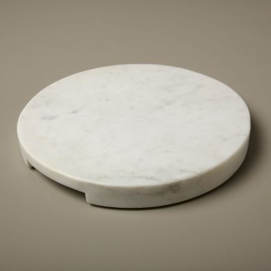 Круглая доска из белого мрамора с прорезями для ручек 30.5x30.5x3.25 Be Home 580-04