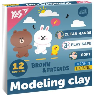 Пластилин Yes, 12 цветов 240г Line Friends 540670