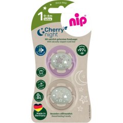 Пустышка круглая Вишенка Ночь размер 1 (фиолетовая беж) (латекс) (от 0-6 месяцев),(2 шт) NIP 91034-52