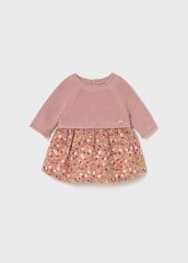 Комбинированное вязаное платье с цветами для новорожденных Mayoral 68 Розовый 2821