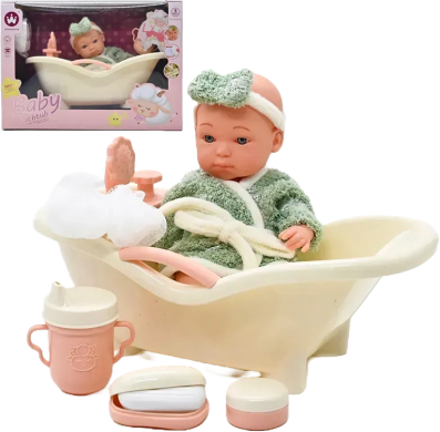 Игрушечная ванночка с куклой и аксессуарами W6915A