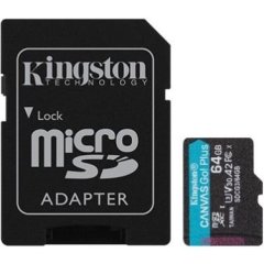 Карта пам'яті Kingston microSD 64GB C10 UHS-I U3 A2 R170/W70MB/s + SD SDCG3/64GB