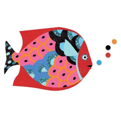Художественный комплект рисование цветным песком и блестками Djeco Радужные рыбки DJ08661