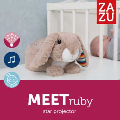 Мягкая игрушка звездный проектор ночник Zazu Ruby Кролик ZA-RUBY-01, Коричневый