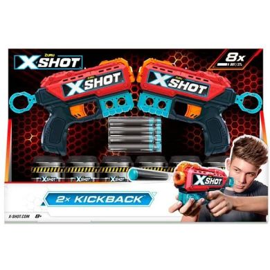 Набор быстрострельных бластеров EXCEL Double Kickback (2 бластыря, 6 банок, 8 патронов), X-Shot 36202R