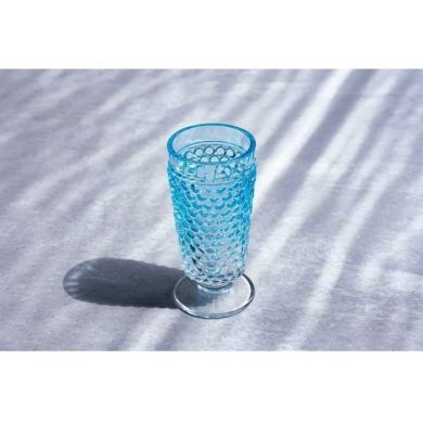 Набір склянок для напоїв 2шт/300 мл Hobnail лазурний із ножкою KLIMCHI 41013/300-361/27