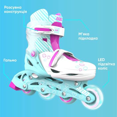 Роликовые коньки Neon Inline, размер 34-37, бирюзовый NT08T4