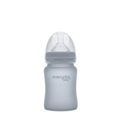 Стеклянная детская бутылочка Everyday Baby 150мл с силиконовой защитой 10211, Серый