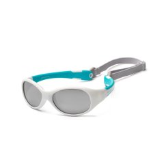 Дитячі сонцезахисні окуляри біло-бірюзові серії Flex (розмір: 0+) Koolsun KS-FLWA000