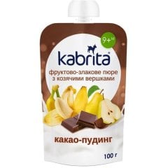 Фруктово-злаковое пюре с козьими сливками Какао-пудинг, для детей от 9 месяцев, 100 г. Kabrita 8716677009148