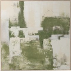 Картина абстрактная сосновая древесина хаки/белый (120x120x5 см) J-LINE 62293