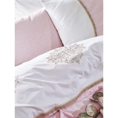 Комплект постельного белья евро Cotton box Розовый пододеяльник 200x220 см, простыня 240x260 см, наволочка 50x70 см 2 шт Carel Pudra, евроразмер