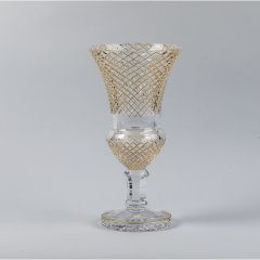 Хрустальная ваза Empire Diamand на ножке, золотая, h40 см CRISTAL DE PARIS 83046/40/01, 40
