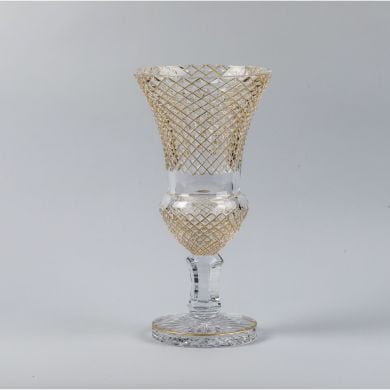 Хрустальная ваза Empire Diamand на ножке, золотая, h40 см CRISTAL DE PARIS 83046/40/01, 40