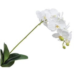 Квітка штучна Орхідея із гілкою біла 100 см Silk-ka 127646