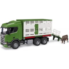 Набір іграшковий. Автомобіль Scania Super 560R для перевезення тварин з коровою Bruder 03548