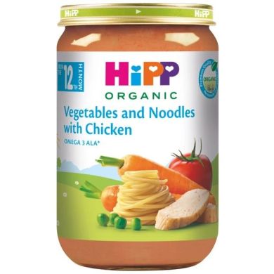 Пюре органическое HiPP Овощи и лапша с курицей для детей с 12 месяцев 220 г 9062300106371